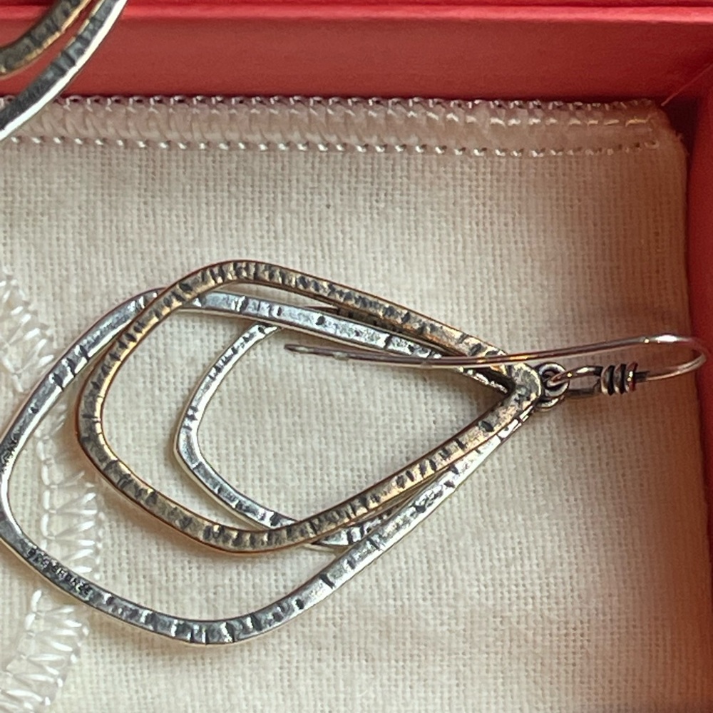 James Avery Hammered Multi-Loop Silver Dangle Ear… - image 6